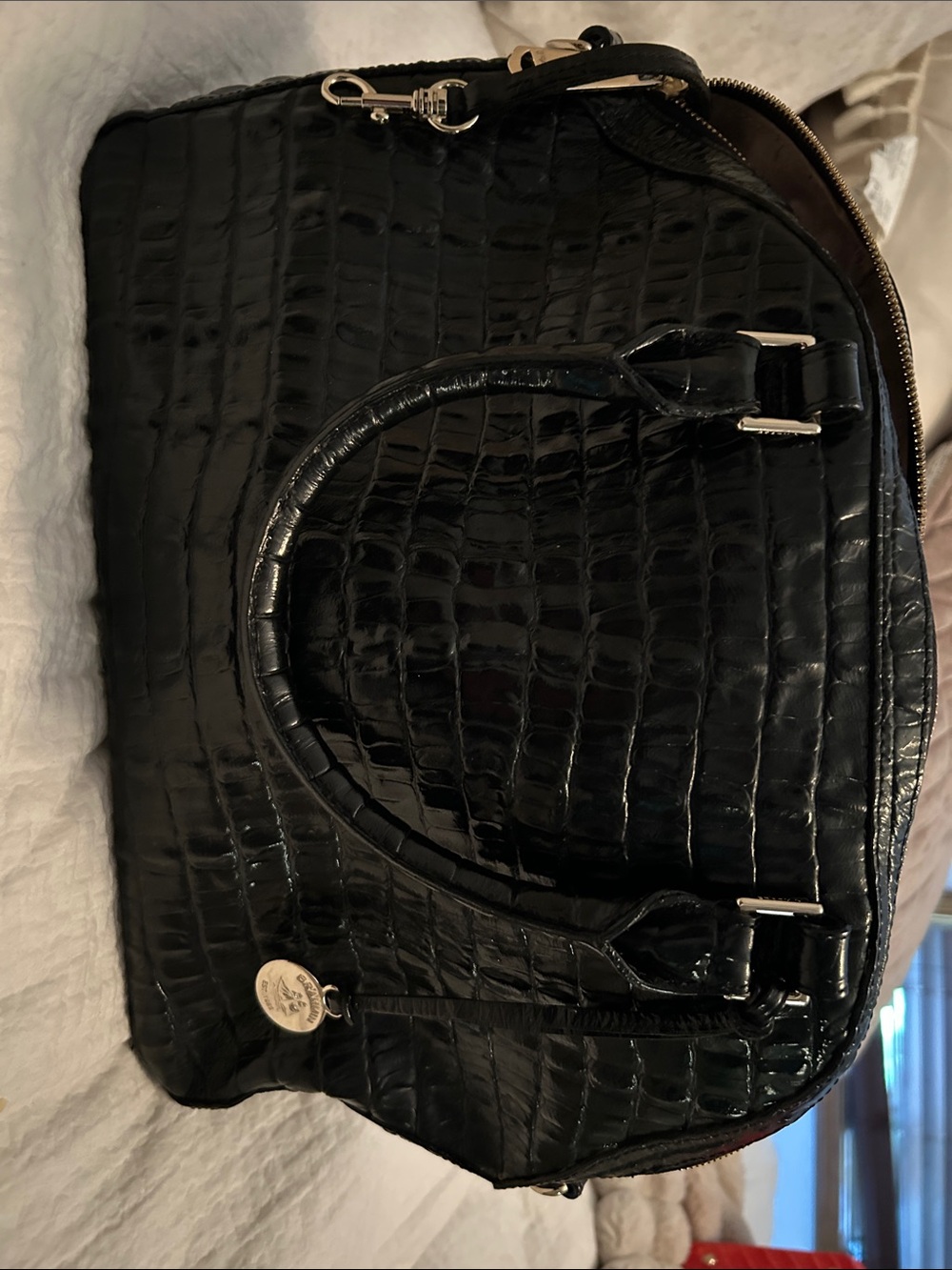 Brahmin black satchel bag